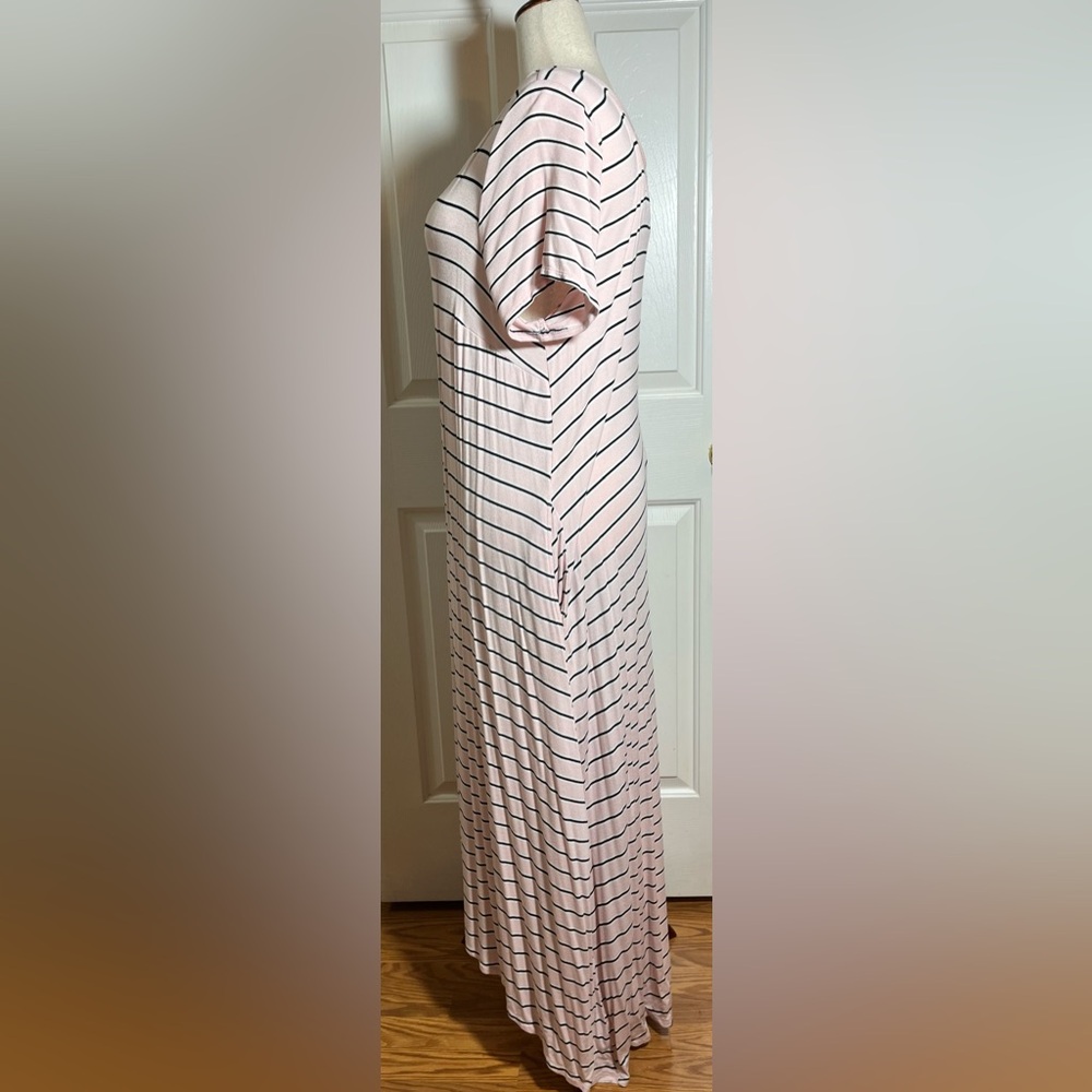Lane Bryant Women’s Pink, Black and White Striped Maxi Dress - Picture 3 of 10